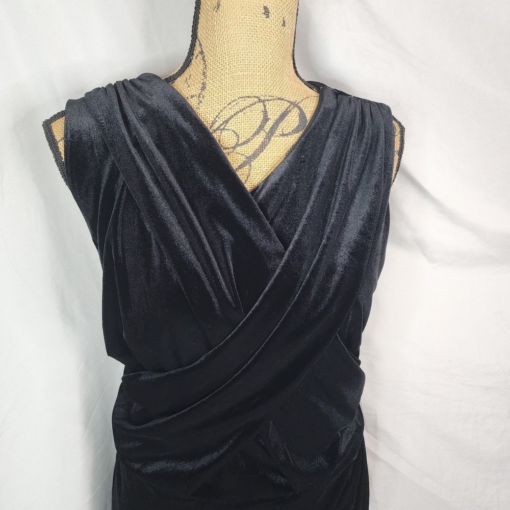 ELOQUII Size 22 Elegant Draped Black Velvet Exposed Zipper Cocktail Dress EUC - Picture 10 of 11